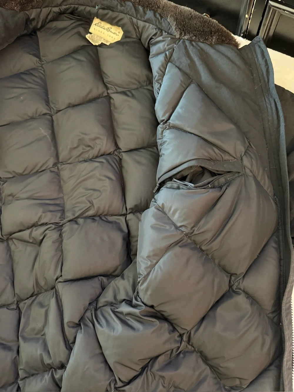 Eddie Bauer Women’s Black Goose Down Full Length Winter Parka, Long Coat- size L - Picture 11 of 14